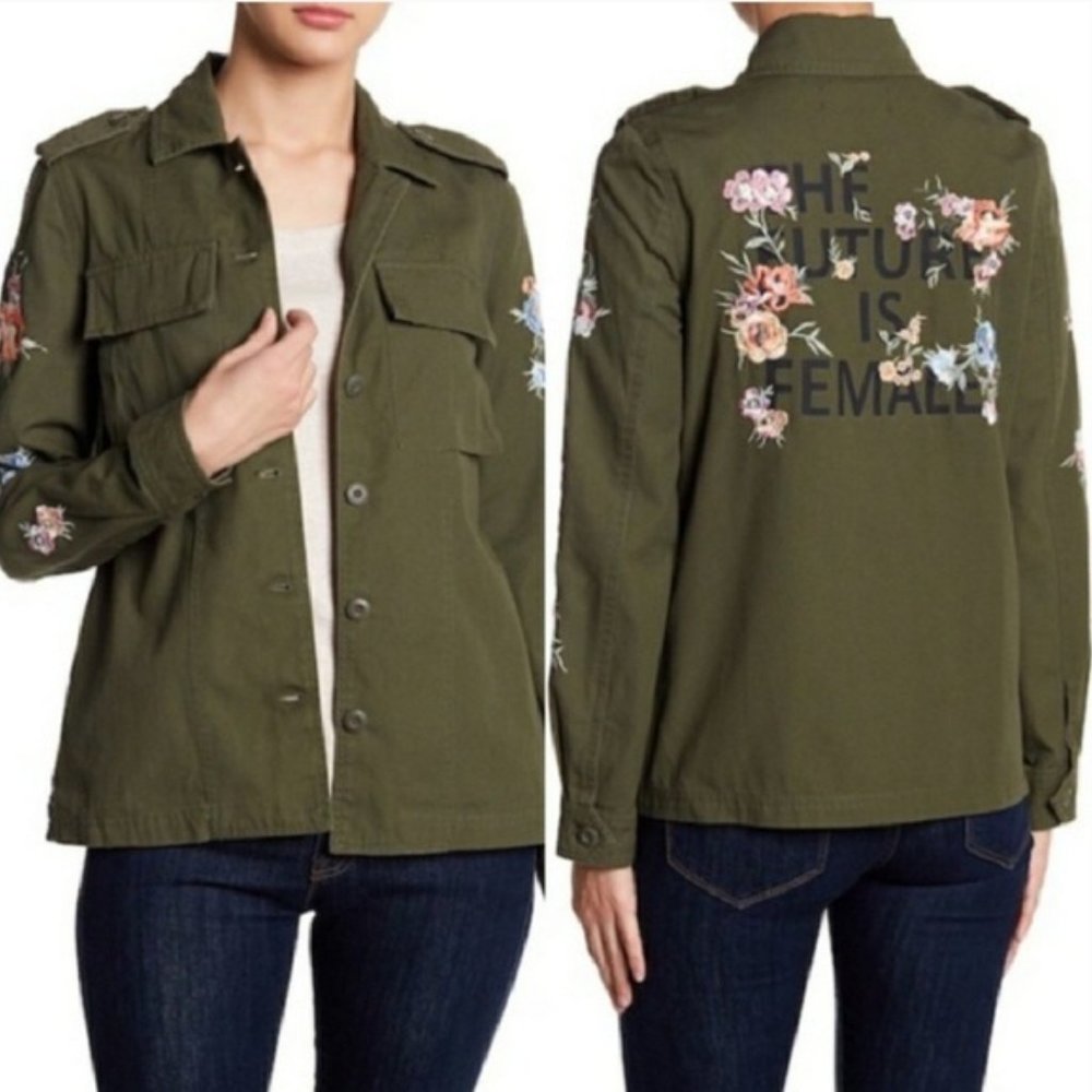 Coffee Shop New York Embroidered Military Style Shirt… Gem